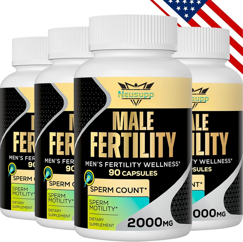 Fertilitetstillskott för män, manliga prenatala vitaminer -Optimal Sperm Count, Motilitet och styrka, 2000MG Mens fertilitetstillskott med Maca Root, Zin & Folate för konception - Förpackningar med 4