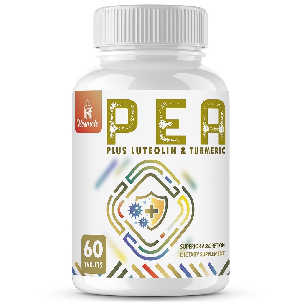 1500 MG Palmitoylethanolamide med Luteolin 98% och gurkmeja, High Absorption, Micronized Pea Supplement for Discomfort Management-US Made - 60 tabletter