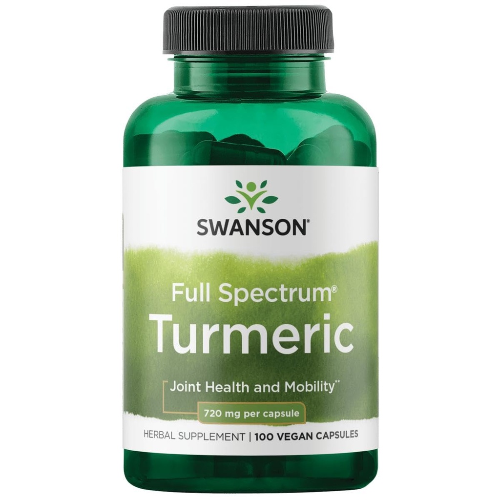 Swanson Full Spectrum Turmeric - Herbal Supplement Supporting Joint Health & Mobility - Natural Formula Supporting Digestive Health - (100 kapslar, 720mg Varje)