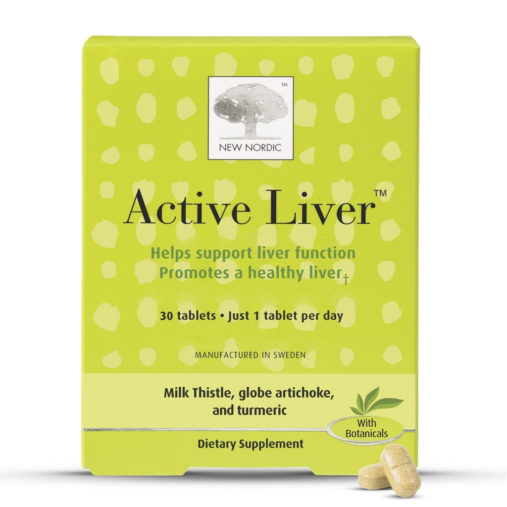 UUSI NORDIC Aktiivinen maksa 30 päivän toimitus, päivittäinen maksa Supplement, maito Thistle, artisokka & Turmeric, 30 tablettia (paketti 1)