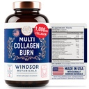 Termogeeninen Multi Collagen Burn Capsules - Hydrolysoitu Multi Collagen Complex Tyypit I, II, III, V, X, Marine Collagen, Hyaluronic Acid - Kauneus ja anti-aging täydentää naisten ja miesten - 90 pillereitä