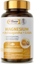 Magnesiumlisä + Ashwagandha & GABA, Magneium Glycinate, Taurate, malate Complex for Clam Sleep, Muscles Recovery, Hermot, & Energy Support, High Absorption Vegan, non-GMO - 120 ct