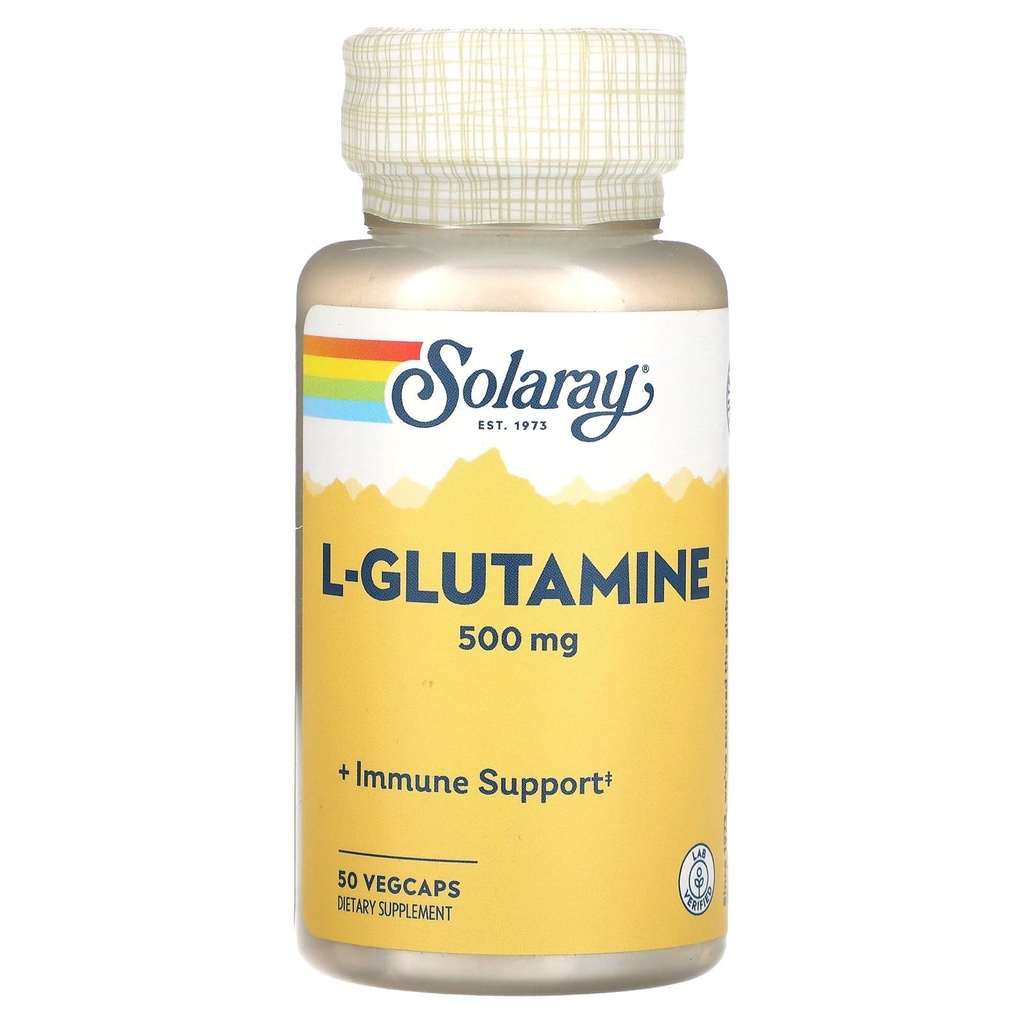 SOLARAY L Glutamiini kapselit 500 mg - Immunosupport - Ilmainen Aminohappo - Lab todennettu, 60 päivän Money-Back-takuu, 50 palvelinta, 50 VegCaps