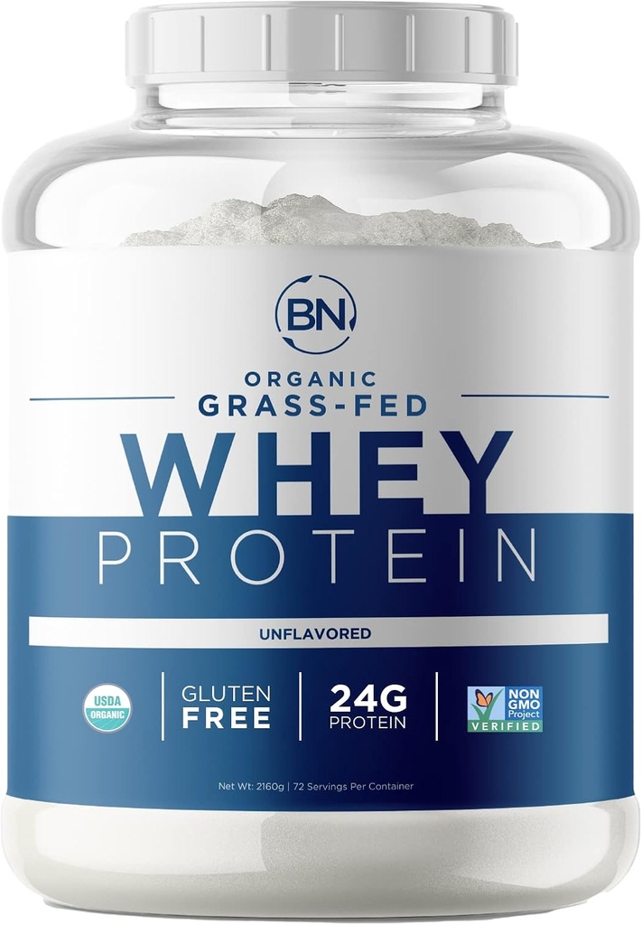 Organic Grass Fed Whey Protein Powder - USDA Organic 24g High Protein - 5 lb/72 Tarjoilut - Cold Processed - non-GMO - rBGH-free - Wisconsin USA