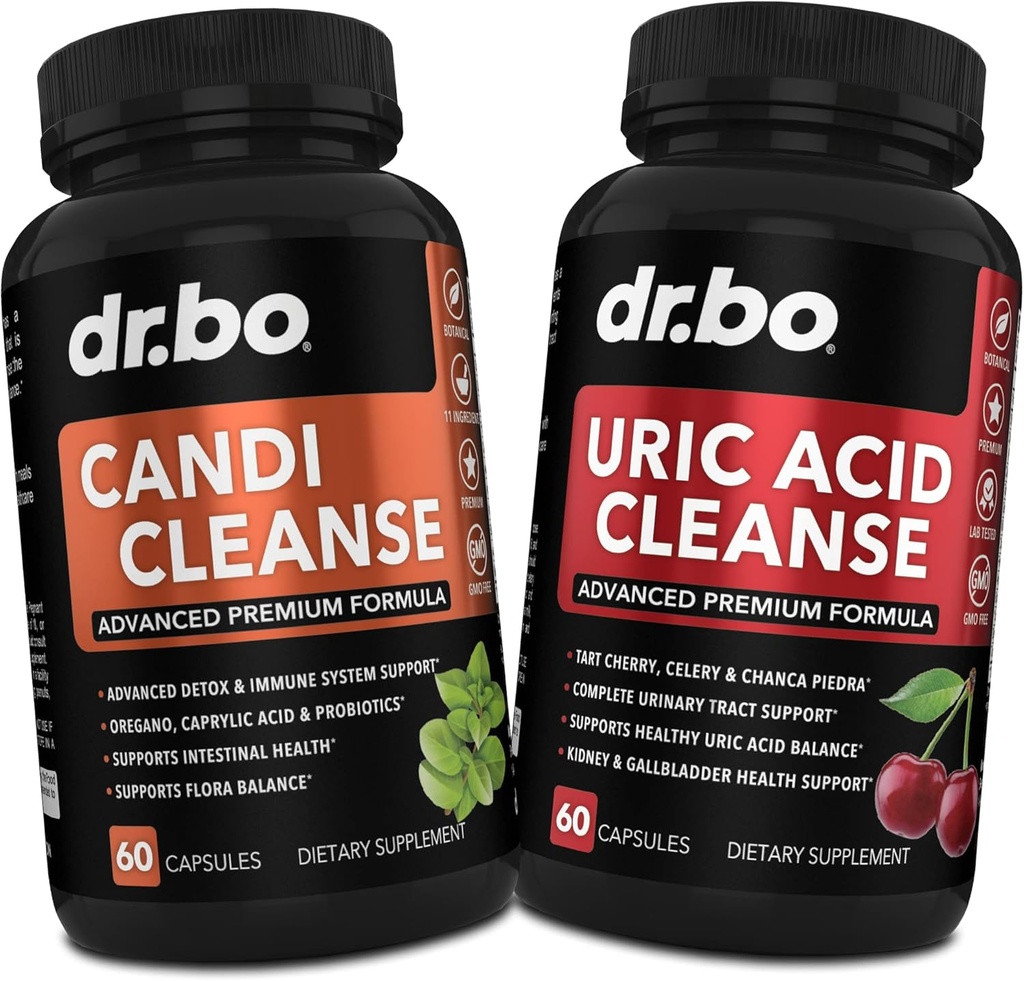 DR. BO Candi Uric Acid Cleanse Support - Oregano & Munuaisten rohdosvalmisteet naisille ja miehille - Extra Strength Uric Acid Flush Puhdistuskapselit & Oral ControlProbiootti Complex Cleanser
