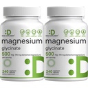2 Pakkaus Magnesium Glycinate 500 mg, 480 Kasviskapselia 