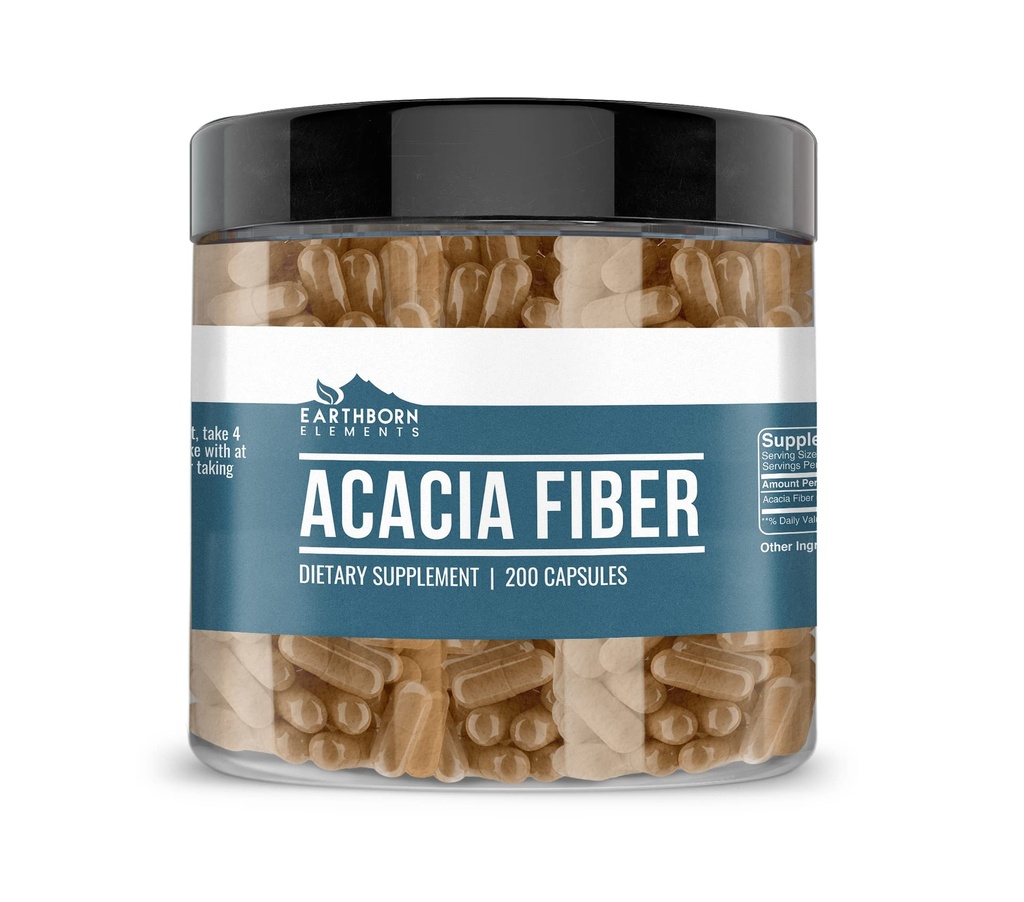 Maassa syntyneet elementit Acacia kuitu 200 kapselia, puhdas ja laimentamaton, ei lisäaineita