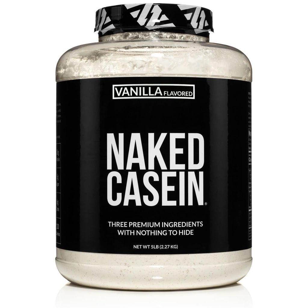 NAKED Casein - Vanilla Micellar Casein Protein - 5 Pound Bulk, GMO-Free, Gluten-Free, Soy-Free, Preservative-Free - Stimulerad muskeltillväxt - Förbättra återhämtning - 61 portioner