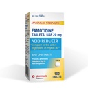 Glenmark Maximum Strength Famotidiini Tabletit, 20 mg, närästyslääke, 100