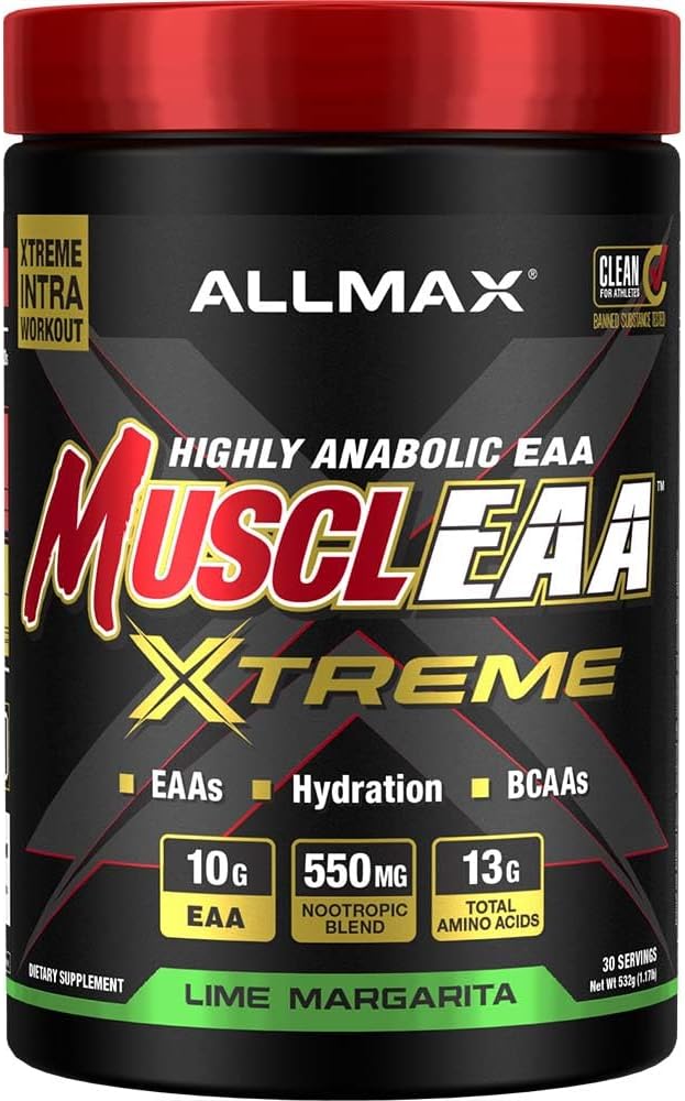 ALLMAX MUSCLEAA Xtreme, Lime Margarita - 532 g Powder - Tarjoaa EAA, BCAAs & Hydration - jopa 30 Palv...