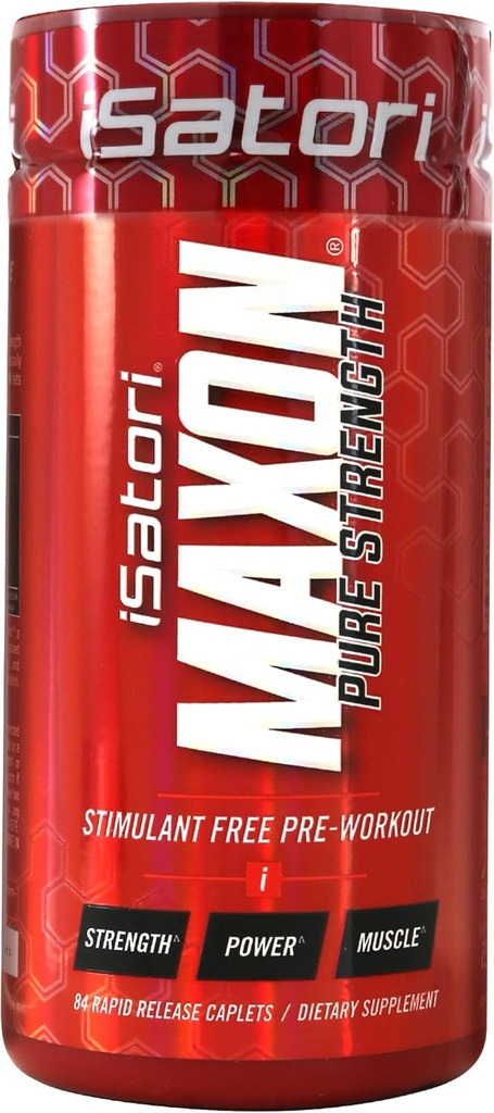 iSatori Maxon Stim Free Pre Workout tabletter, ren styrka och prestationsformel med Kre-Alkalyn Creatine, Fenugreek, Agmapure & hiss, koffeinfri pre workout för män, 84 tabletter