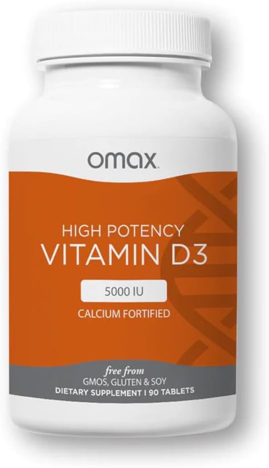 Omax3 D3-vitamiini 5000 IU + kalsium, 90 päivän annos, vahvat luut, lihakset ja nivelet, sydämen terveys, immuniteetit, muu kuin GMO, ei gluteenia, ei soijaa (uusi pakkaus) - 90 tablettia (90)