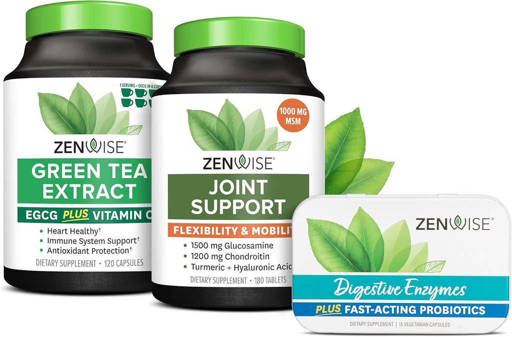 Zenwise Health Green Tea Extract, Joint Support, Ilmainen matkakoko Enzyme