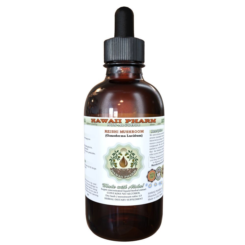 Reishi Alkoholiton nesteuute - Tonic of Emperors, Organic Reishi Mushroom (Ganoderma Lucidum) Kuivattu sieni Glycerite Natural Herbal Supplement, Havaiji Pharm, USA 2 fl.oz
