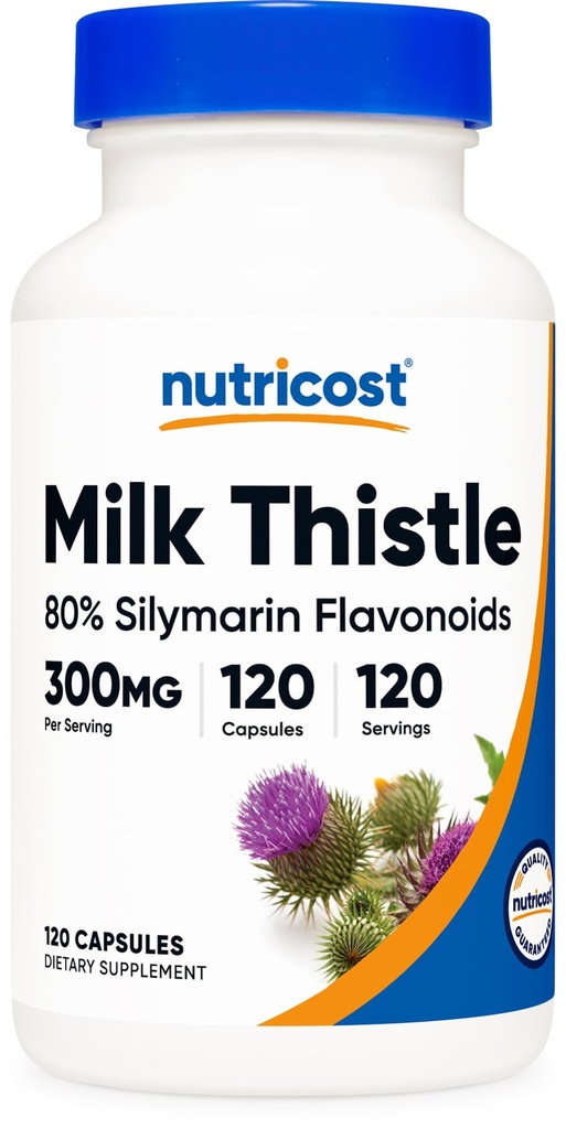 Nutricost Milk Thistle Kapseli 300mg, 120 kapselia (80% Silymarinia) - Gluteeniton ja ei-GMO