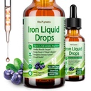 Flytande järntillskott för kvinnor män och barn, Vegan Iron Drops med vitamin C D, B12, B-Complex, High Potency Liquid med multivitamin för Anemi, energistöd, blod, magnesium Gentle