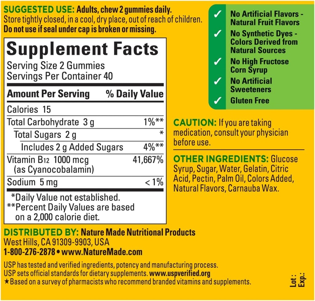 Luonto Made B12 Energy Gummies 80 Count, (paketti 2), maku voi vaihdella.