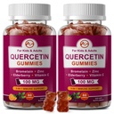 (2 Pack) Quercetin Gummies med Bromelain, Elderberry, Zink och Vitamin C - Chewable Quercetin 700mg Supplement för immunitet, allergi, åldrande stöd - Vegan Gummies för vuxen och barn