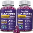 2 pakkausta Glukosamiini Chondroitin Gummies - 3000MG Extra Strength Yhteinen tuki täydentää MSM & Elderberry, Joustavuus, antioksidantti Immuuni tuki Gummy aikuisille, miehet & naiset