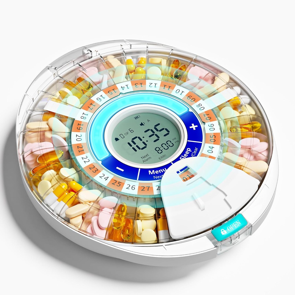 Päivitetty automaattinen pilleri Dispenser vanhemmille hälytys: Smart Pill Dispenser Machine 28-Slot, Mix-Proof Tech & XL LCD, parannettu kestävyys päivittäisen lääketieteen hallinnan