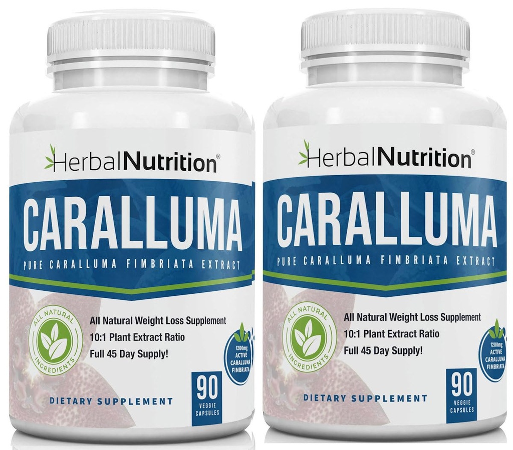 Herbal Nutrition Caralluma Fimbriata 180 kapselia Kaksi pullopakkausta Maksimi vahvuus 10:1 Purkusuhde 1200 mg Kaikkiruokavalio, energia, kestävyys ja painonhallinta täydentää