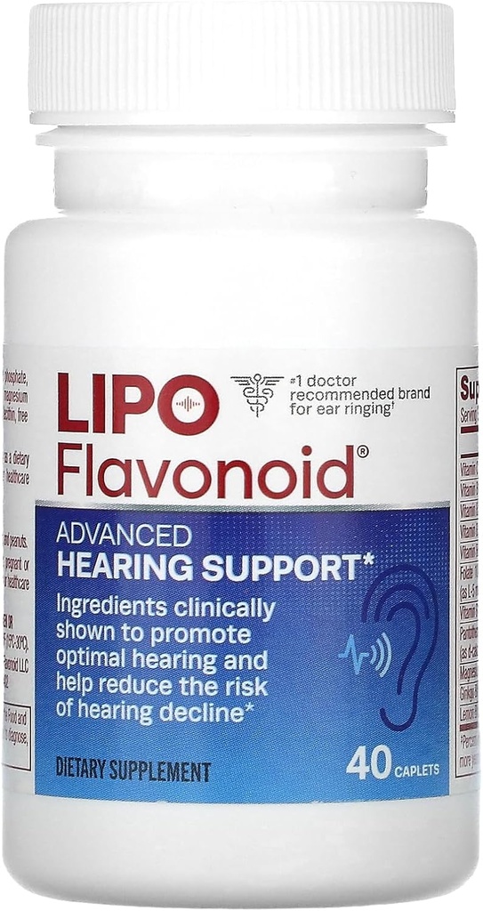 Lipo Flavonoid Advanced kuulotuki Päivittäinen täydennysosa - auttaa vähentämään kuulon heikkeneminen ja edistää optimaalinen kuulo - 40 Caplets