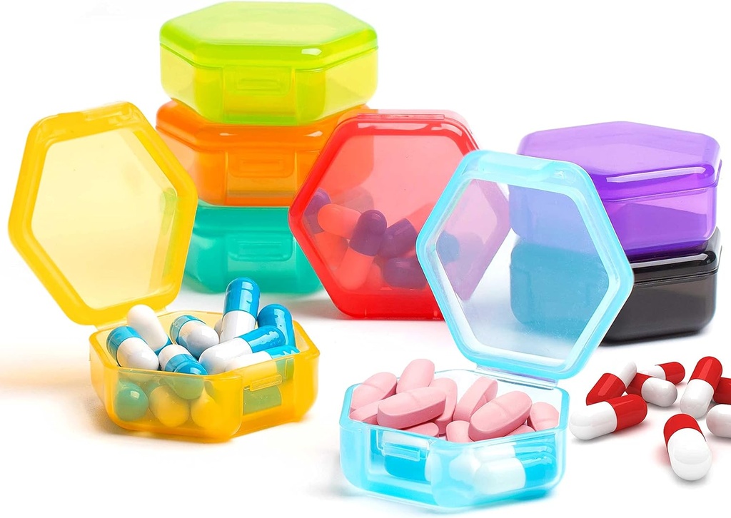 [8 Pack] Pieni pilleri organizer, matka pilleri laatikko Kannettava BPA Ilmainen mini pilleri tapauksessa tasku, pillereitä lääkkeitä ja vitamiineja haltija (Vivid värit)