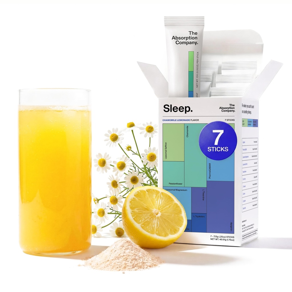 Sleep Aid Powder - Calming Drink for Deep sleep with Liposomal Saffron, Magnesium & PharmaGABA Melatoniinivapaa luonnollinen täydentää vähentää stressiä ja parantaa unen laatua Kamomilla sitruunaa 7