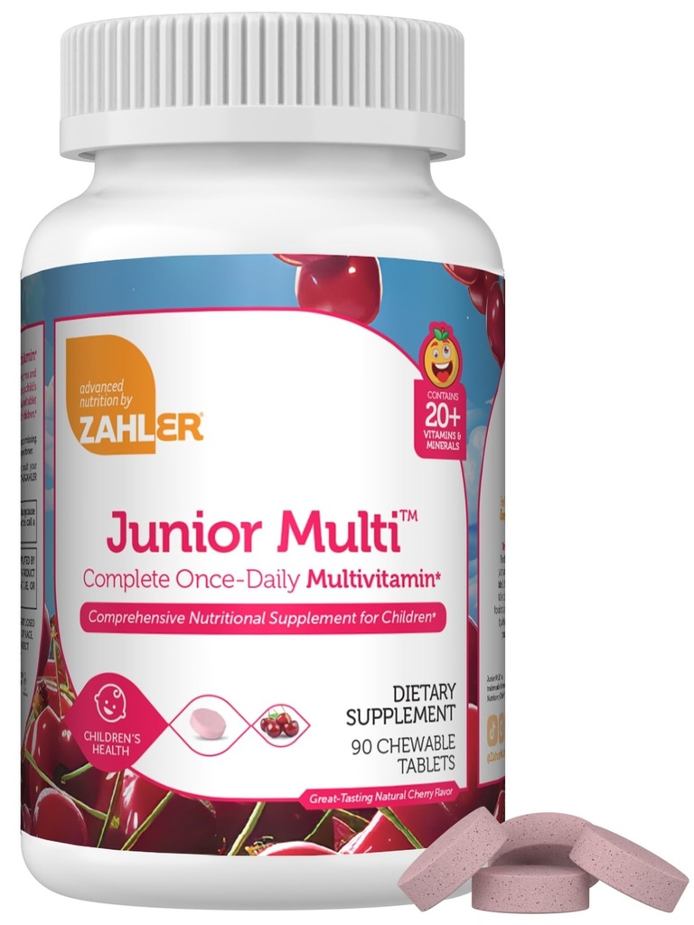 Zahler lapset monivitamiini purutabletti - täydellinen yhden päivän vitamiinit täydentää - sisältää 20+ mineraalit ja vitamiinit lapsille ja pikkulapsille - Kosher Multivitamiinit Cherry Flavor (90)