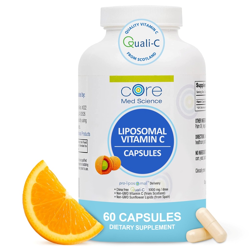 Kärnmed vetenskap Liposomal Vitamin C 1000mg, 60 kapslar - icke-GMO naturlig liposomal vitamin C Supplement som främjar hälsosam hud - Immunsystem Booster för vuxna, stöder Collagen Formation