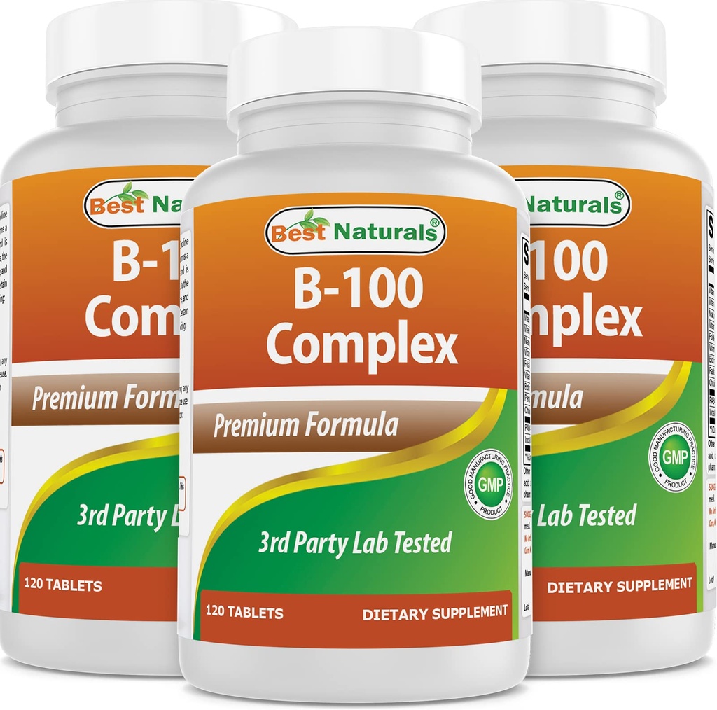 Best Naturals B 100 Complex 120 tablettia (B Complex Vitamiinit) (120 Lukumäärä (Pakki 3))