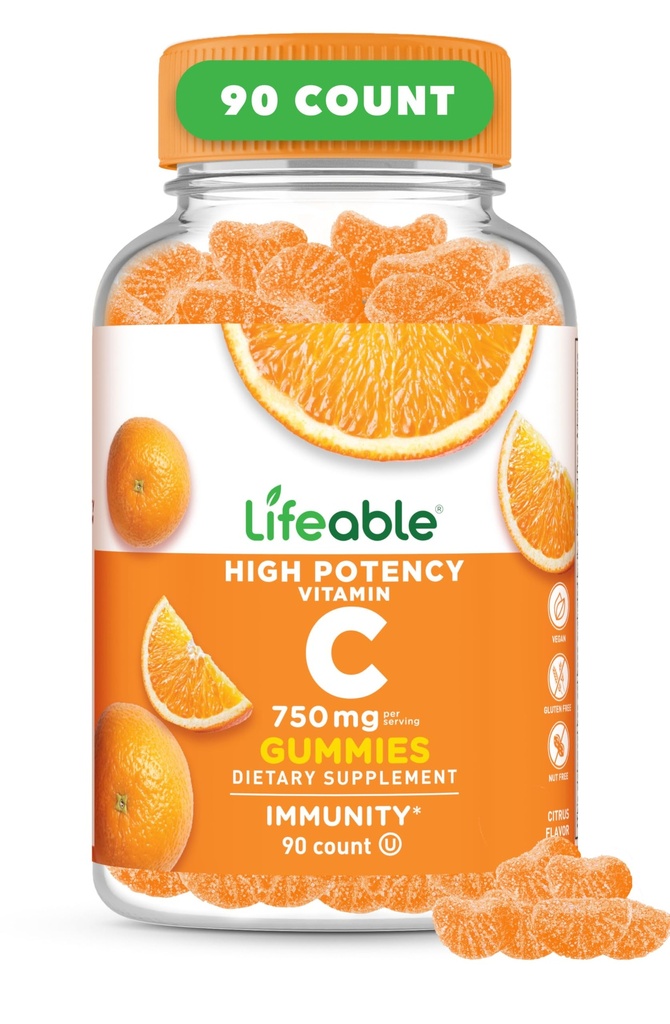 Elinkelpoinen C-vitamiini Gummies aikuisille .. 750 mg... Great Makeutus Orange Flavor VIT C...