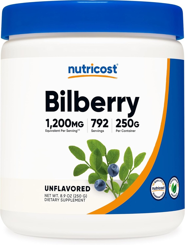 Nutricost Mustikkajauhe 250 grammaa - Gluteeniton ja muu kuin GMO:ton