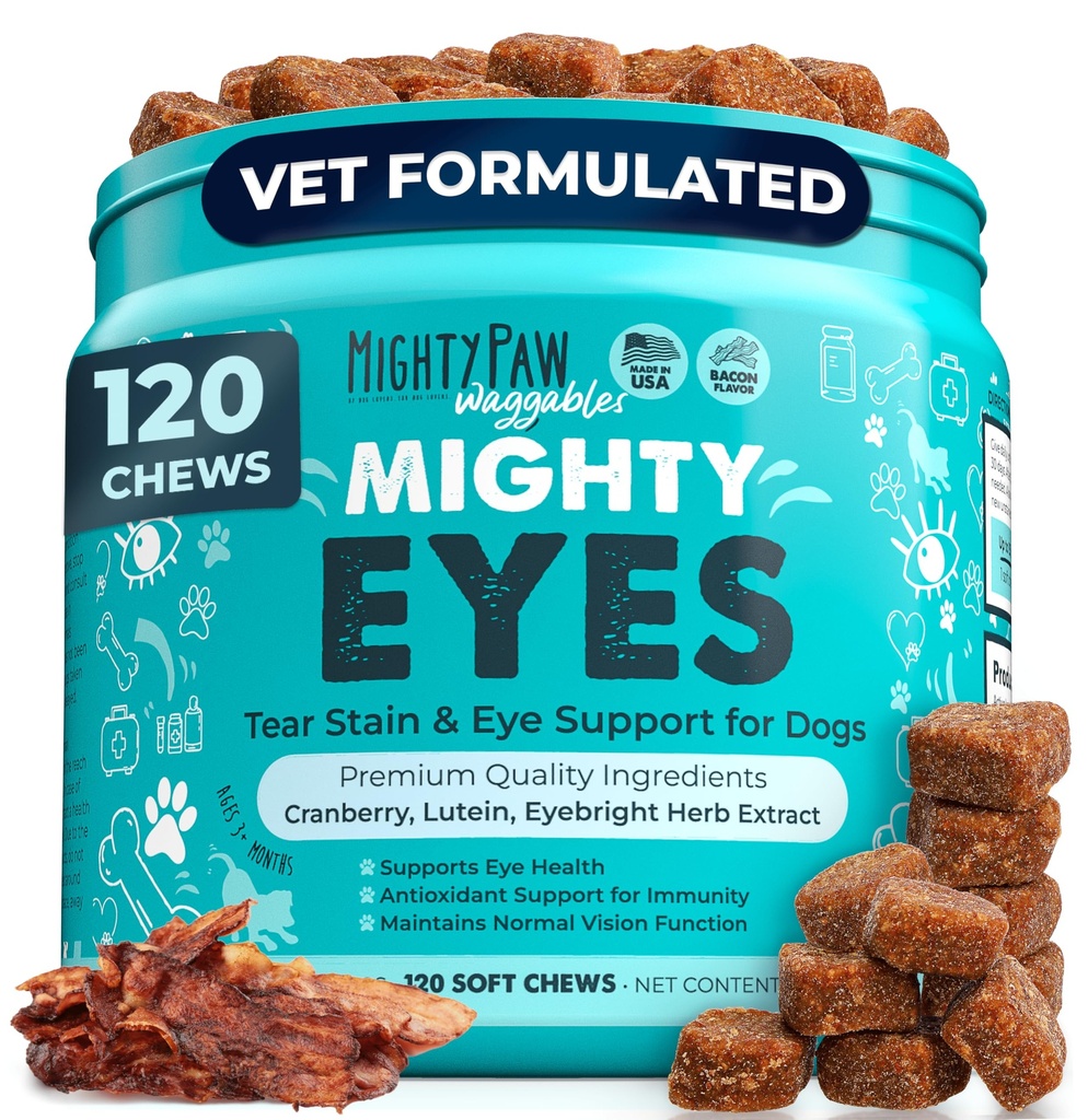 Mighty Paw Waggables Eyes (Made in USA)  Voiteluaineet Silmät, Immuunijärjestelmä (120 Ct)