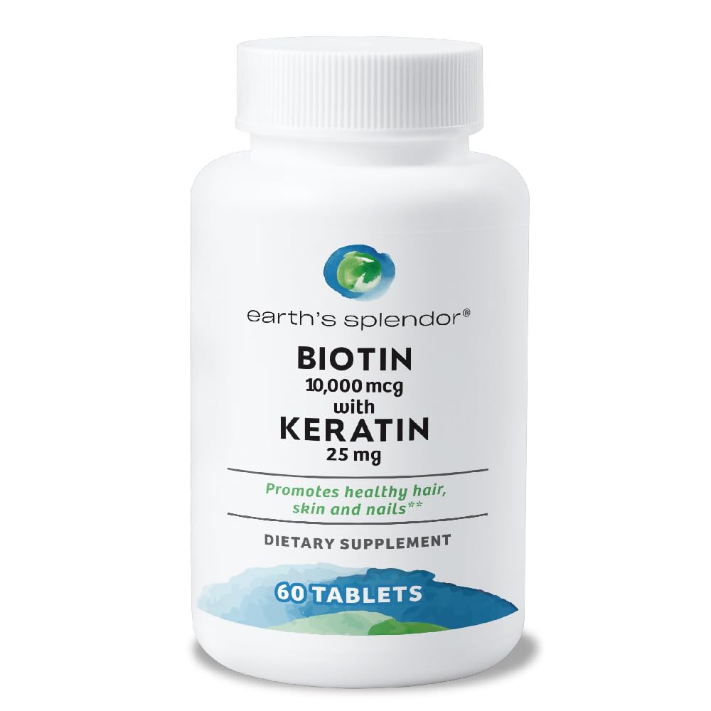 Maan Splendor Biotin 10 000 mikrog + Keratin 25mg, edistää terveet hiukset, vahvat kynnet ja ihon tuki, 60-päivä tarjonta