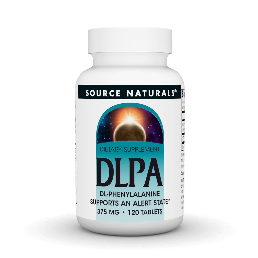 Source Naturals DLPA DL-Fenyylialaniini, tukee hälytystilaa* - 375 mg - 120 tablettia