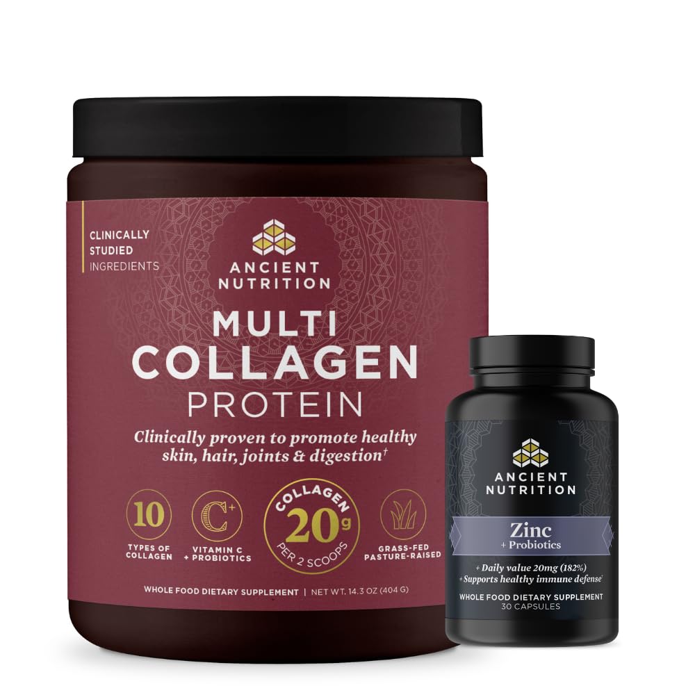 Ancient Nutrition Sinkkikapselit, 30 kreivi + Multi Collagen Protein Powder, Mautonta, 40 tarjoilua