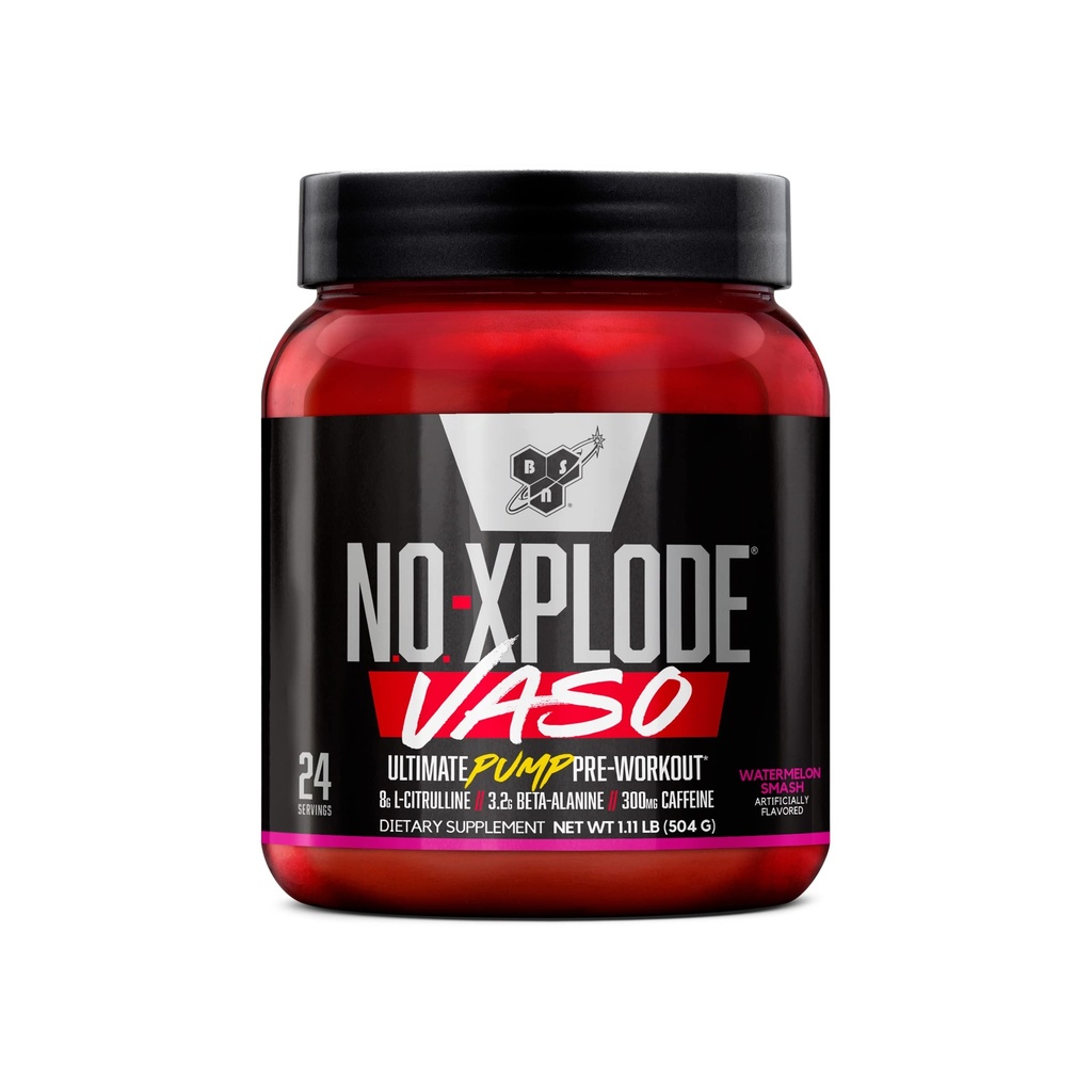 BSN N.O.-XPLODE Vaso Pre Treenout Powder 8g L-Citrulline ja 3.2g Beta-Alanine ja energia, maku: Watermelon Smash, 24 Tarjoilut