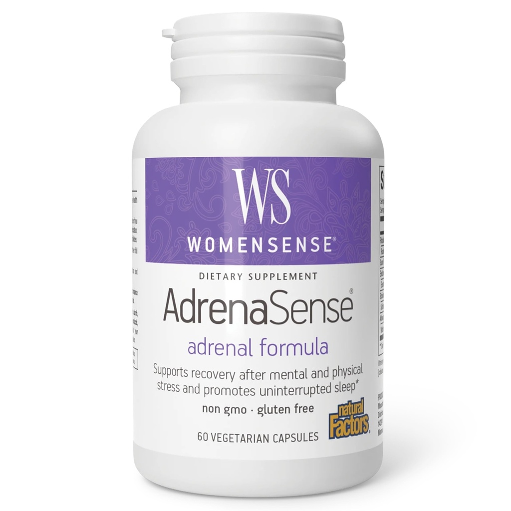 NaisetSense AdrenaSense Natural Factors, AdrenaSense, kasviperäisten täydentää lisä-ja stressiapu, vegaaninen, ei-GMO, 60 kapselia