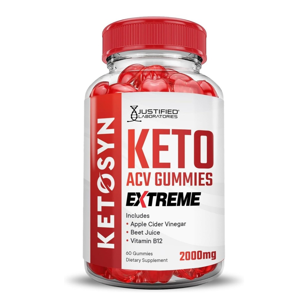 Justied Laboratories Ketosyn Keto ACV Gummies Extreme 2000MG Ketosyn Keto Gummies Apple Siideri Viinietikka Muotoiltu granaattiomena Beet Juice Powder B12 Vegan Non GMO 60 Gummys