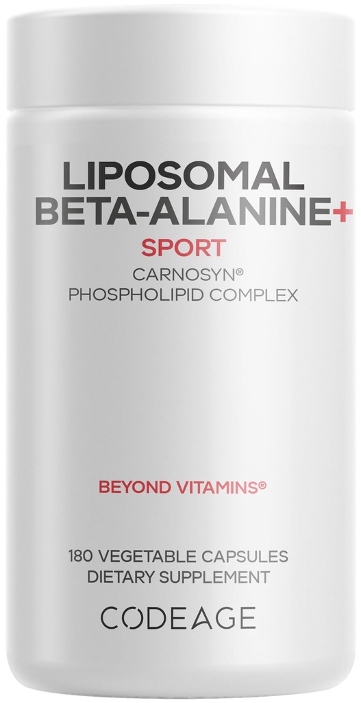 Codeage Liposomal Beta-Alanine täydennysosa - CarnoSyn Beta-Alanine - 2-kuukautinen toimitus - Esiharjoitus, Post Treenaus ja urheilu täydentää - ei-GMO - 180 kapselia