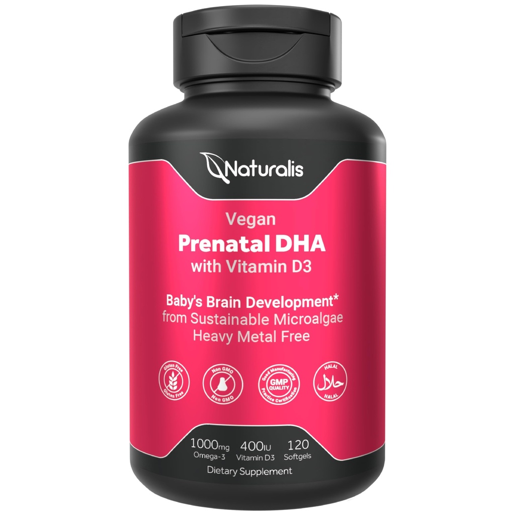 Naturalis Vegan Prenatal Full Specrum Omega-3 ... Algae DHA, EPA, DPA, D3-vitamiini & Active Folic L 5-MTHF...