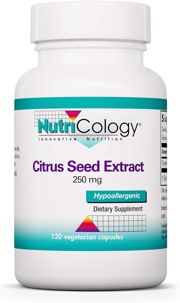 Nutricology Citrus Seed Extract Supplement - Greippisiemenuute 500 mg, tukee aineenvaihduntaa toiminto, Contaminantti vapaa, kasvissyöjä kapselit - 120 Count