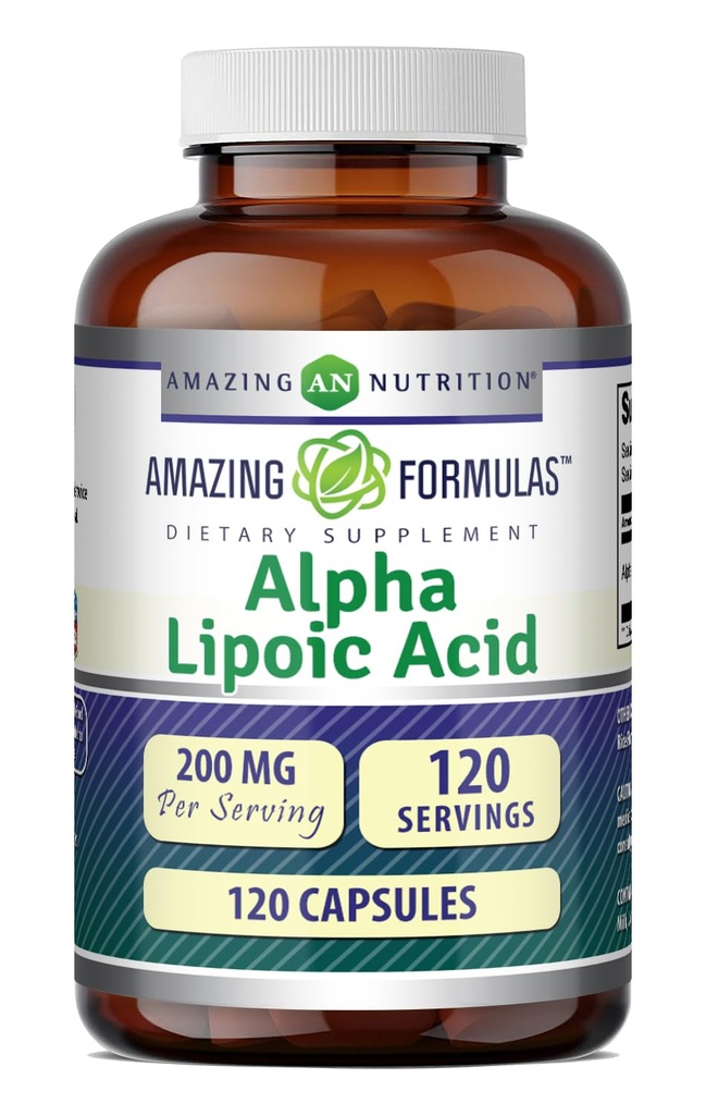 Fantastiska formler Alpha Lipoic Acid | 200 Mg Amino Acid Supplement | Capsules | Non-GMO | Gluten-Free | Made in USA (1 Pack | 120 Count)