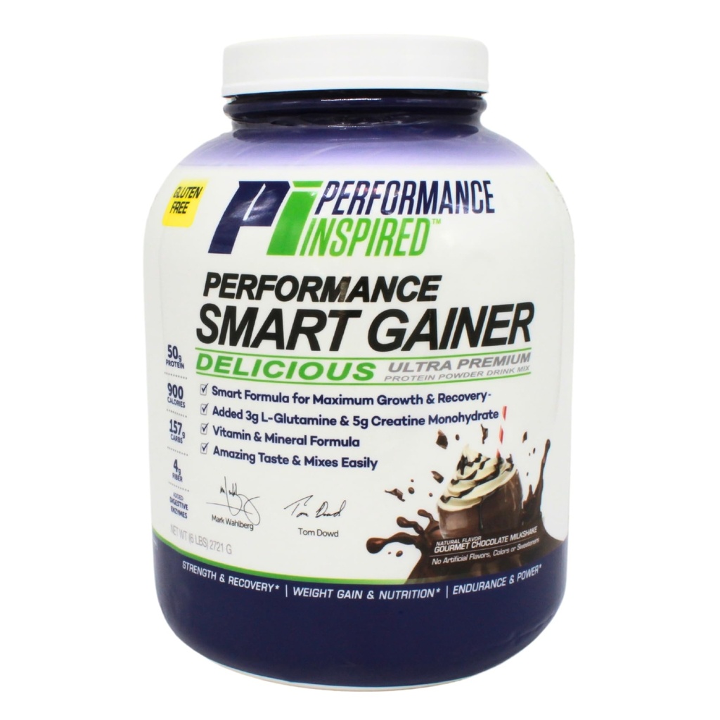 Performance Inspired Nutrition Smart Mass Gainer - 50G Protein, 900 kalorier, Kreatin, L-Glutamin & Digestive Enzymes - Muscle Recovery & Growth - Chocolate Milkshake - 6 lb