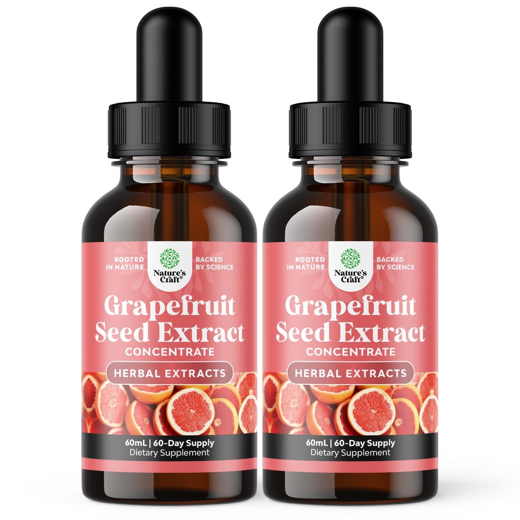 GSE Greippisiemenuute Liquid - One Drop Daily - Super tiivistetty viinirypälesiemenuute Nestemäisiä tihkuja Rikas Bioflavonoidit & Polyfenolit Gut Health & Immuuni tuki - 2 Pack Bundle - 120 päivää