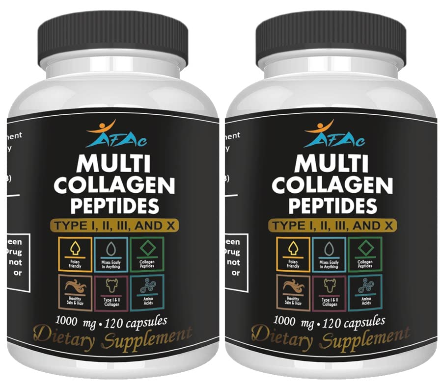 VITAMISAN 2-pakkaus Multi Collagen Plus pillereitä (tyyppi I, II, III, X) anti-aging, hiukset, iho, kynnet ja niveltuki, 80 päivän toimitus 240 kapselia