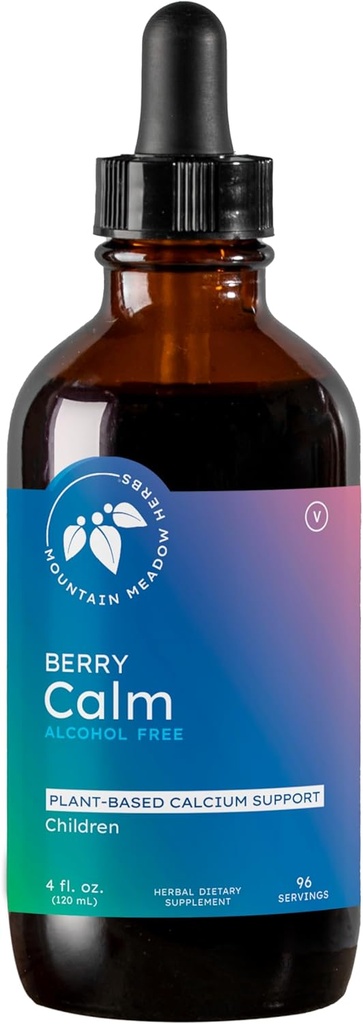 Mountain Meadow Yrtit Marja rauhallinen lapsille . Kasviperäisiä kalsiumia täydentää vahva luut, hampaat, keskittyä ja rentoutua, suuri makea neste Formula, 4 oz