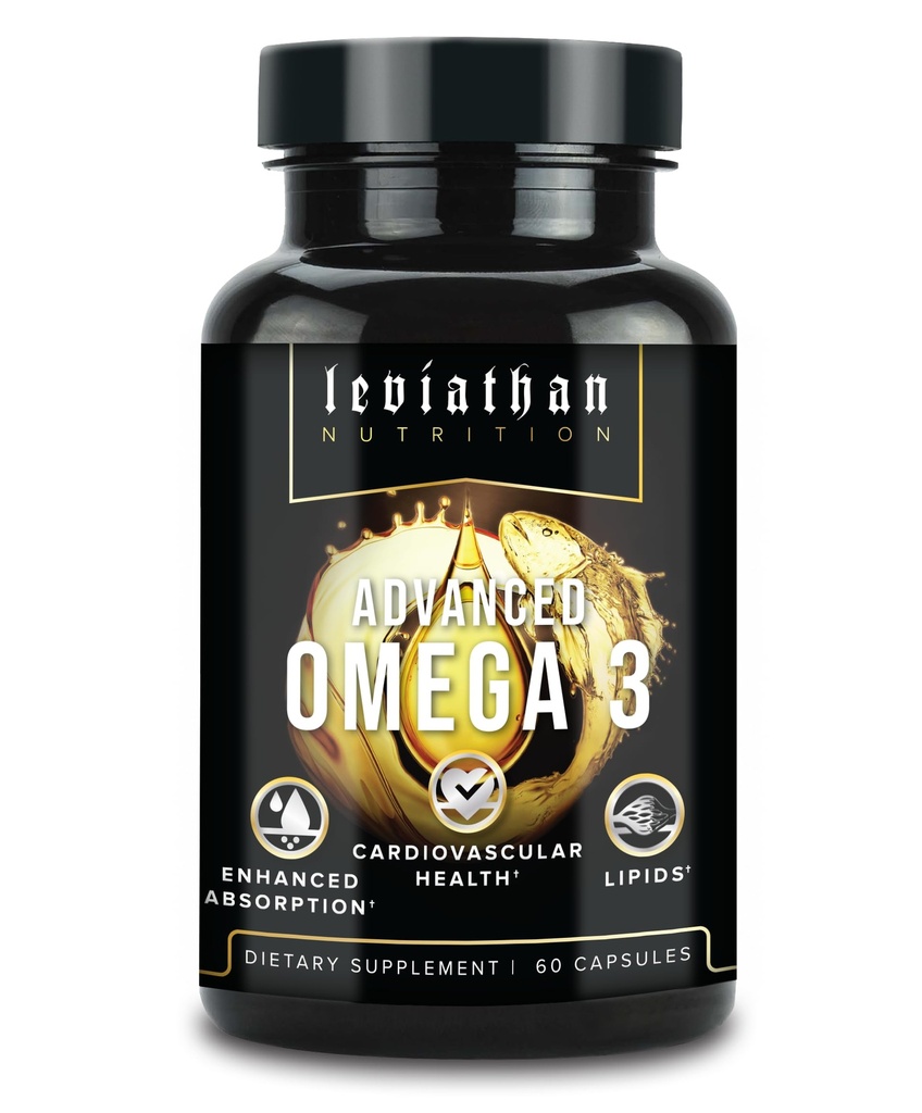 Leviathan Fish Oil Omega 3 kapselit Premium Norwegian Omega 3 Fish Oil for Heart, Brain, & Immuuni Tuki Ylivertainen Imeytyminen Kolminkertainen vahvuus Fish Oil Lisäravinteet - Free Form EPA & DHA