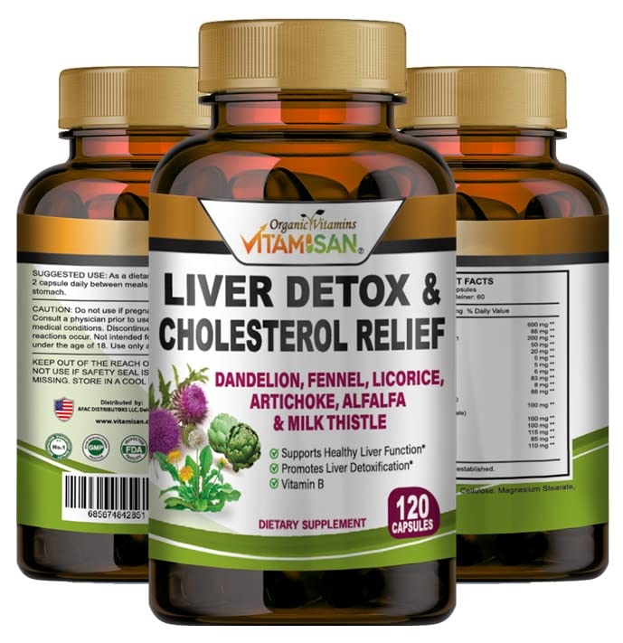 VITAMISAN Maksan puhdistus Detox täydentää maito Thistle-Fennel-Alfalfa-Vitavan B-artisokka-Dandelion juuri tuki miehet & naiset 120 Caps Detox Cleanse & Boost Immuune